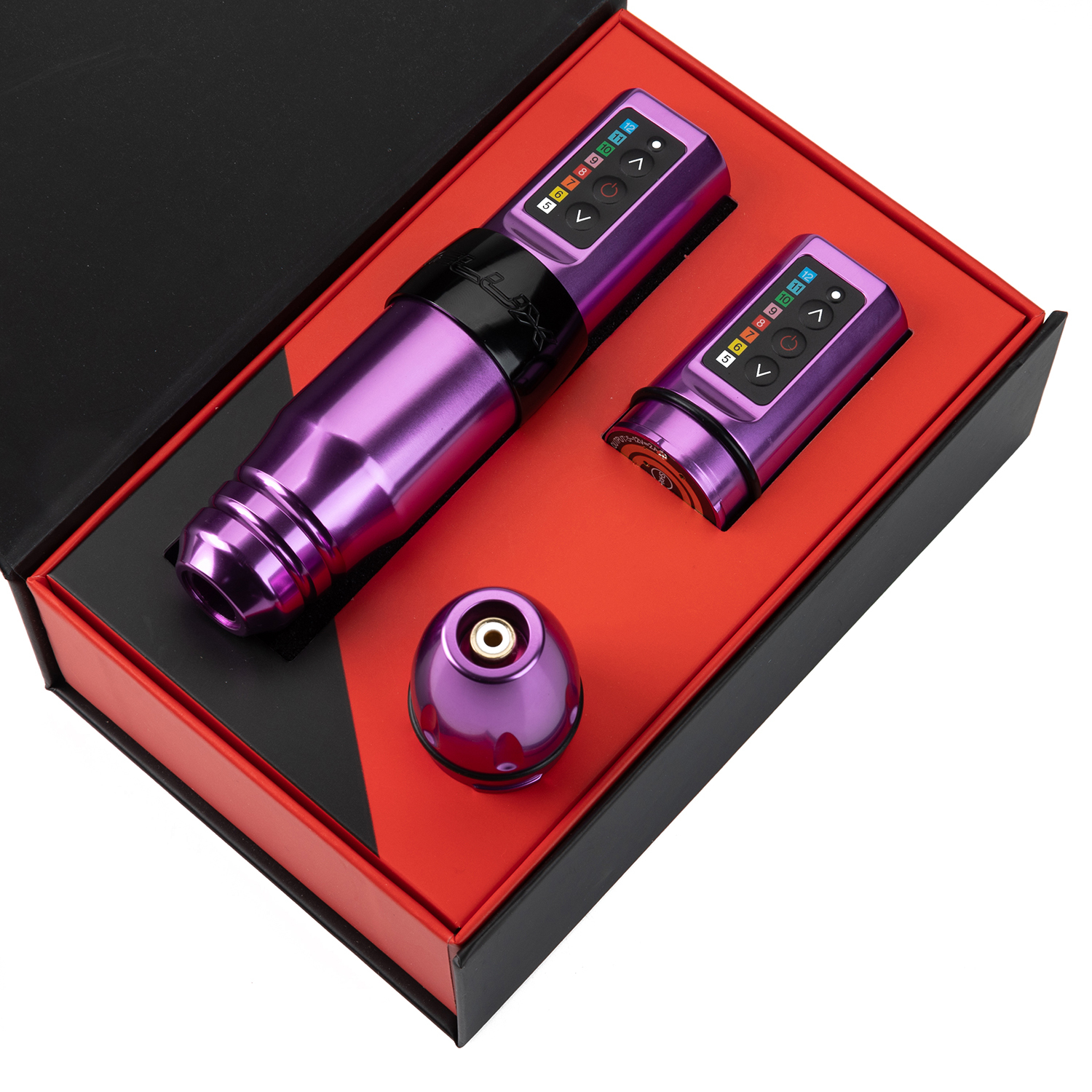 Flux S Wireless Tattoo Machine Kit Coreless Motor 1800mAh Battery Power SMP PMU RotaryTattoo Pen Set with 28MM Grip