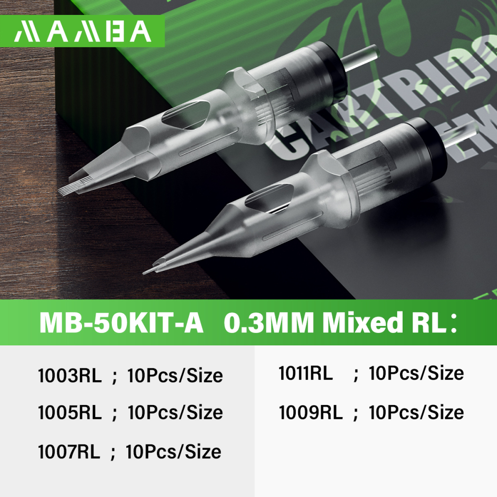 Mamba Tattoo Needles 50pcs Mixed Disposable Professional Sterilized Safety Cartridge Needle with Membrane System