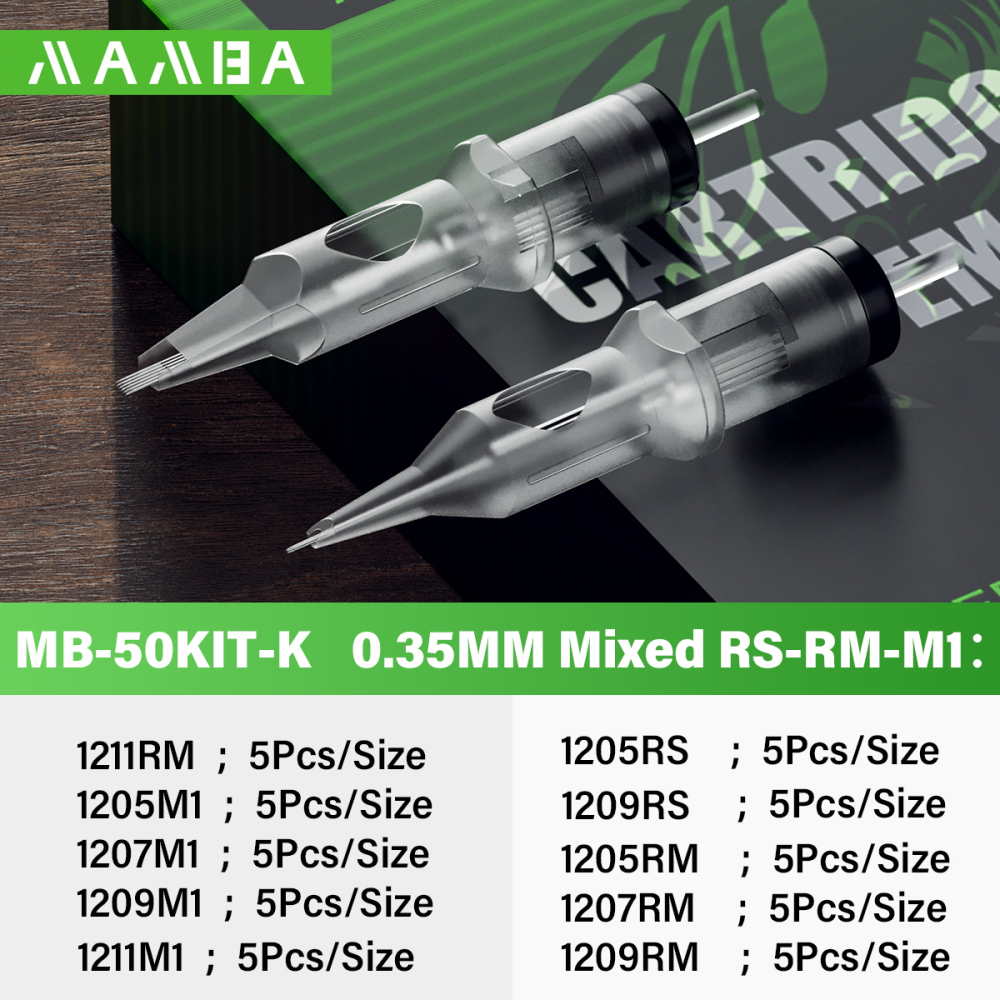 Mamba Tattoo Needles 50pcs Mixed Disposable Professional Sterilized Safety Cartridge Needle with Membrane System