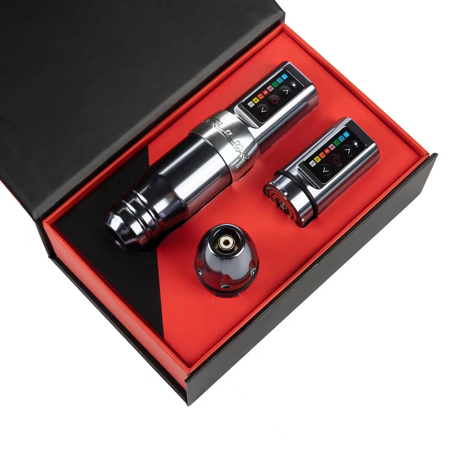Flux S Wireless Tattoo Machine Kit Coreless Motor 1800mAh Battery Power SMP PMU RotaryTattoo Pen Set with 28MM Grip