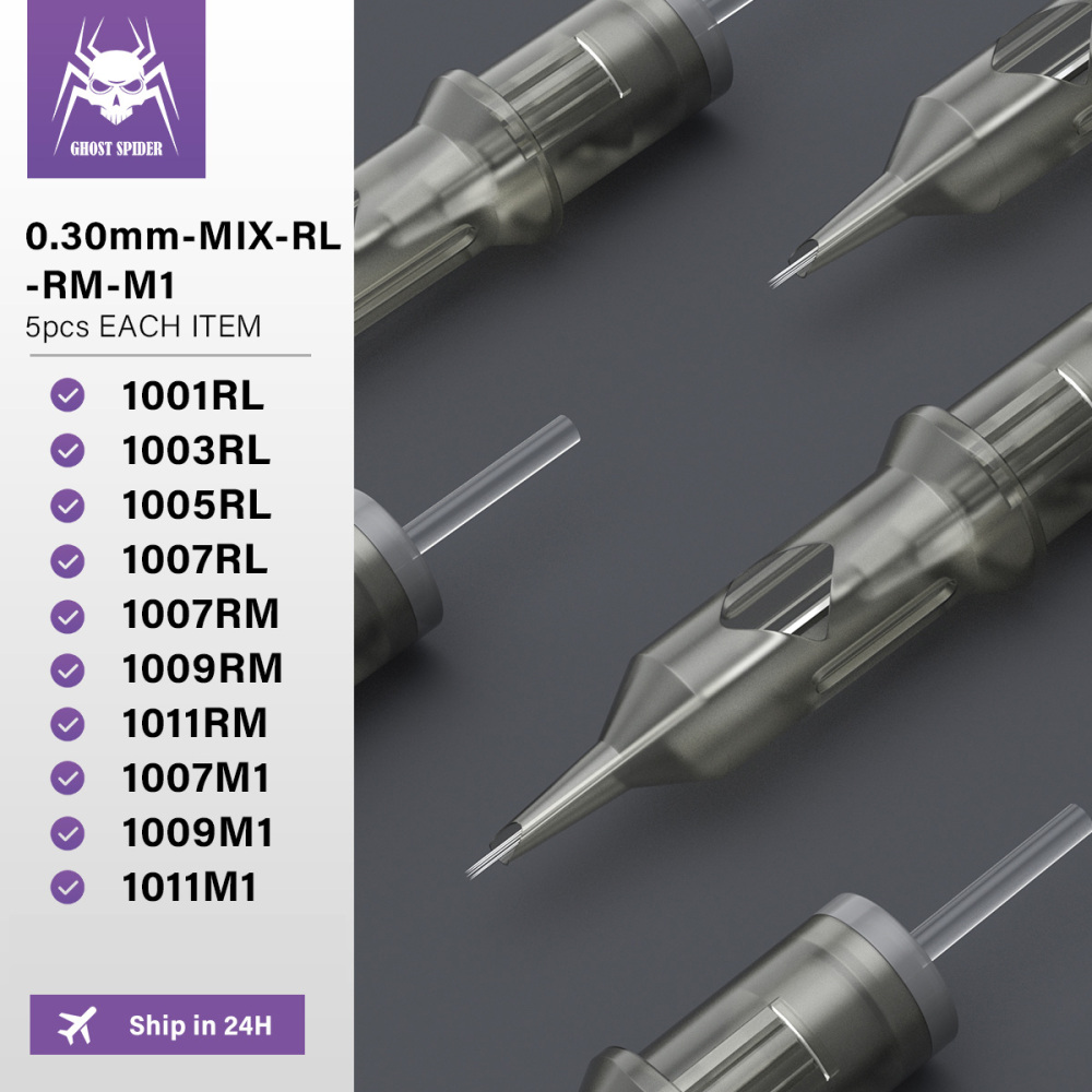 50Pcs GHOST SPIDER Standard Cartridge tattoo needles RL/RM/RS/M1 Disposable tattoo needle