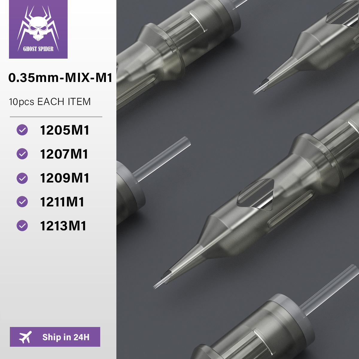 50Pcs GHOST SPIDER Standard Cartridge tattoo needles RL/RM/RS/M1 Disposable tattoo needle