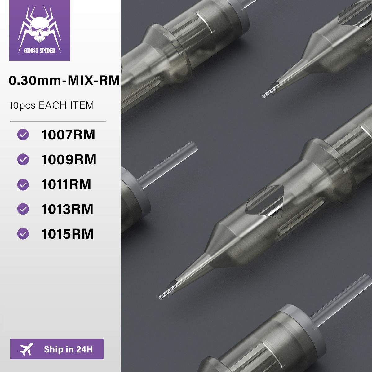 50Pcs GHOST SPIDER Standard Cartridge tattoo needles RL/RM/RS/M1 Disposable tattoo needle