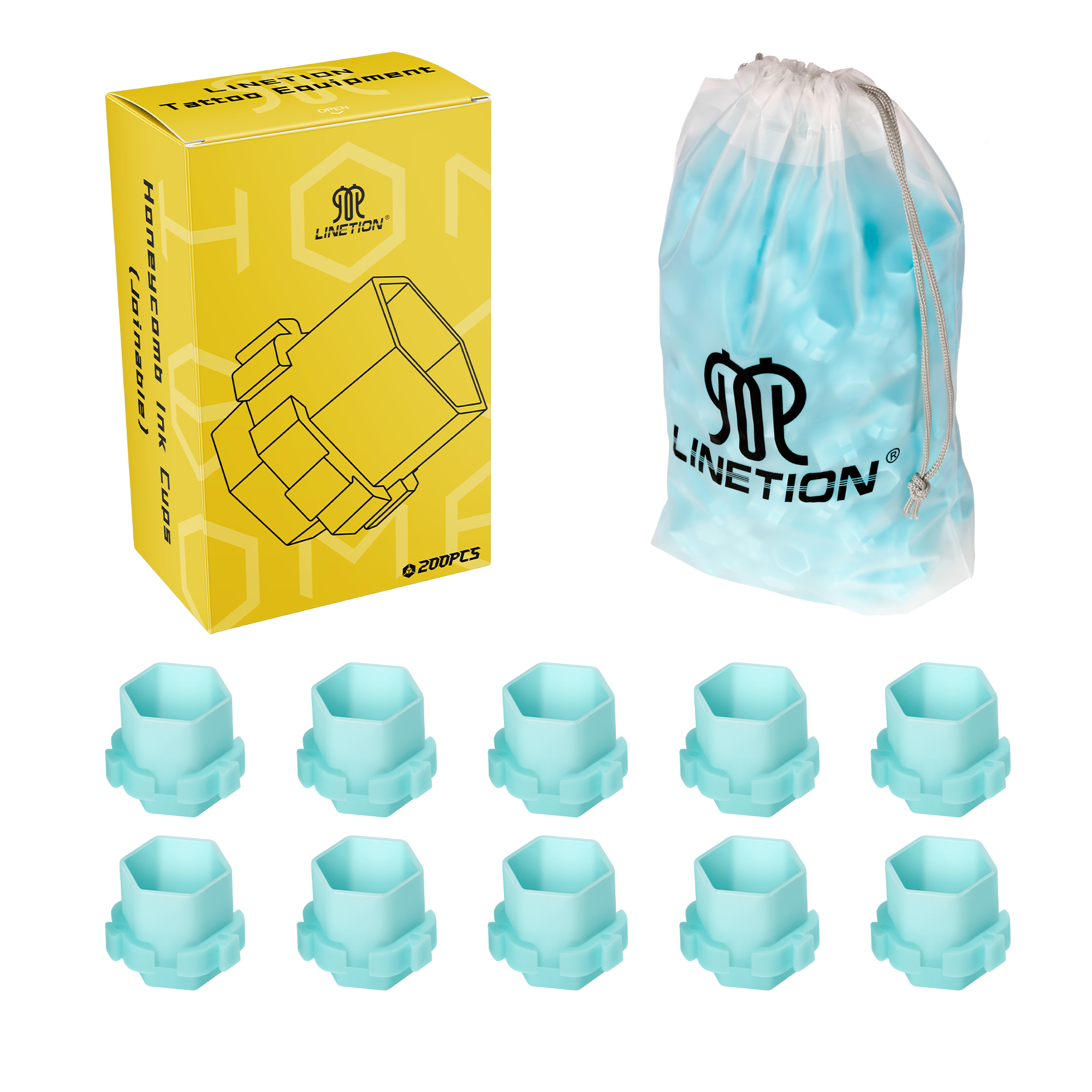 200pcs Honeycomb Tattoo Ink Cups Disposable Plastic Pigment Holder Cups