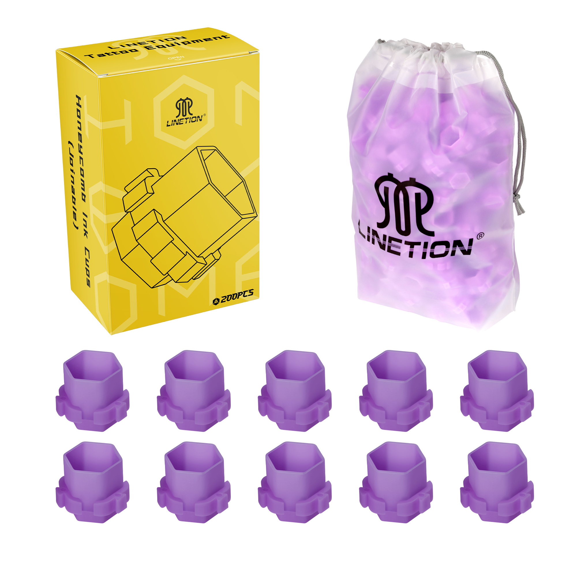 200pcs Honeycomb Tattoo Ink Cups Disposable Plastic Pigment Holder Cups