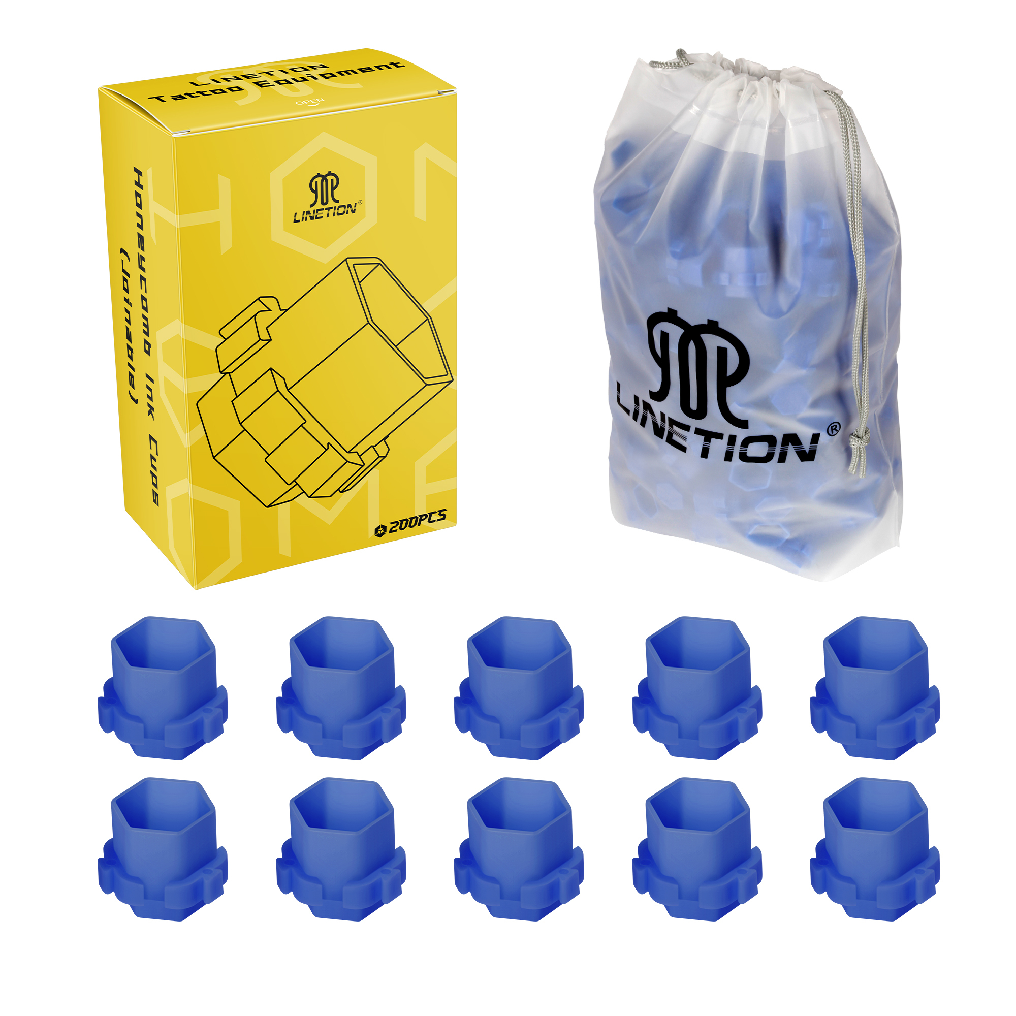 200pcs Honeycomb Tattoo Ink Cups Disposable Plastic Pigment Holder Cups