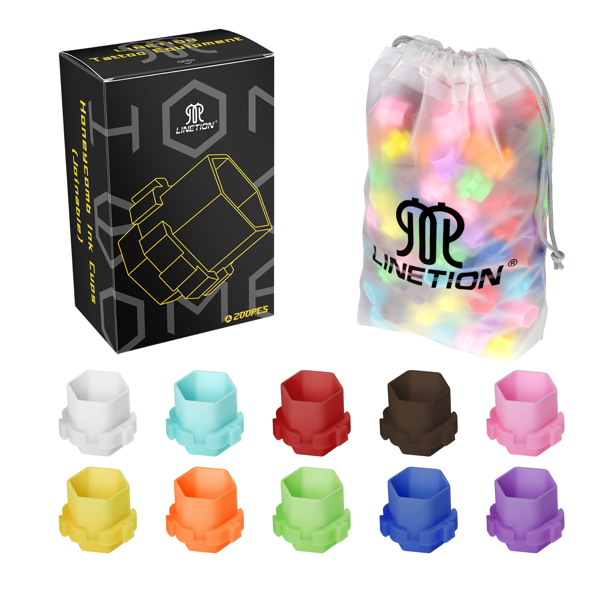 200pcs Honeycomb Tattoo Ink Cups Disposable Plastic Pigment Holder Cups