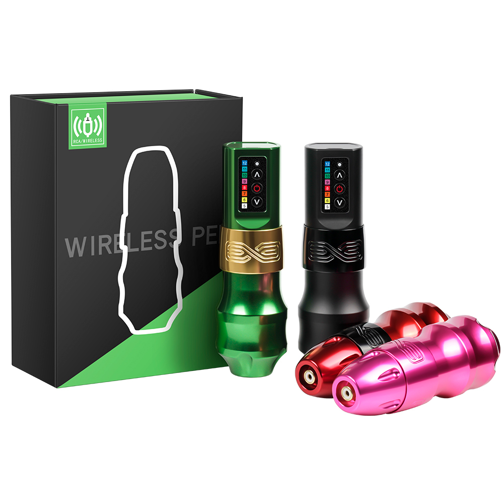 EXO Wireless Pen Rotary Tattoo Machine With Portable Battery Pack 2400mAh Strong Coreless Motor