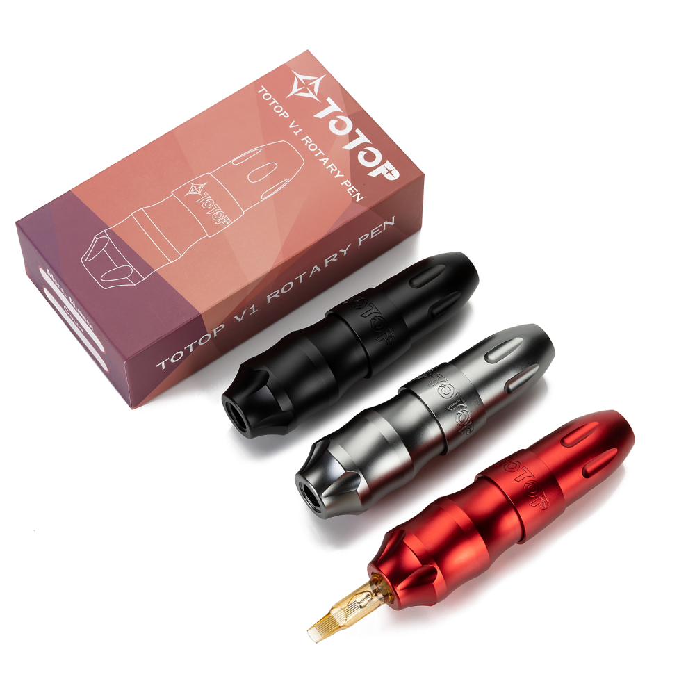 TOTOP New Powerful Tattoo Machine Gun Matting Black Gray RCA Interface Rotary Tattoo Pen