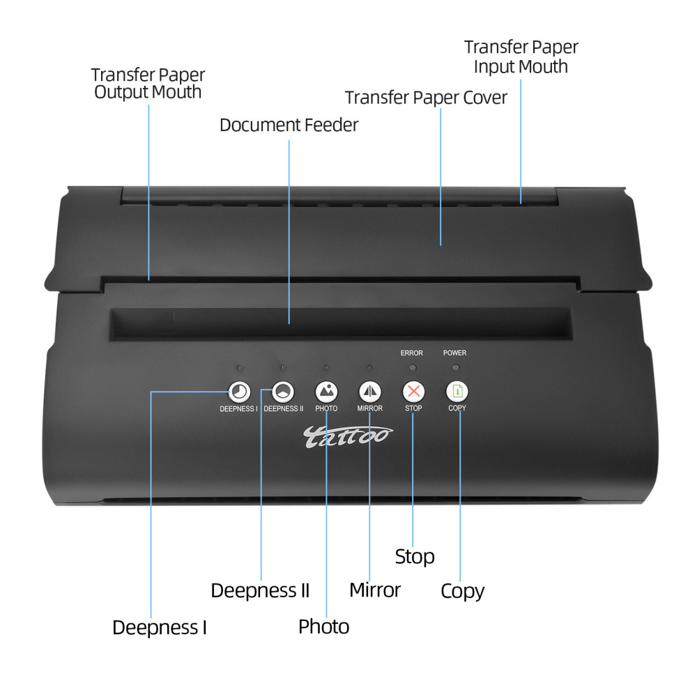 Tattoo Transfer Stencil Machine Portable Mini Thermal Copier Machine Stencil Printer MT200