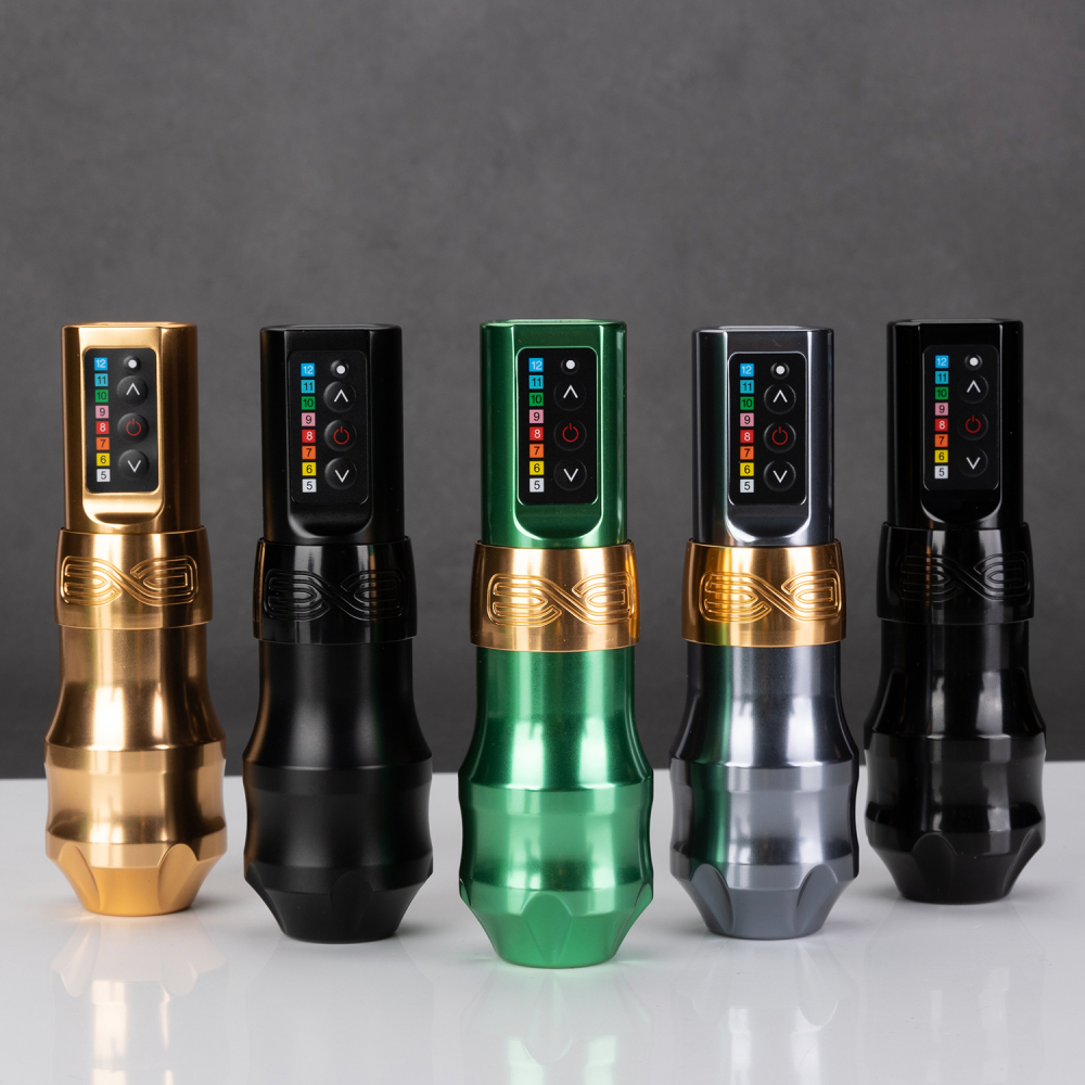 EXO Wireless Tattoo Machine Powerful Coreless Motor Chargeable Lithium Battery 2 Battery RotaryTattoo Pen Set