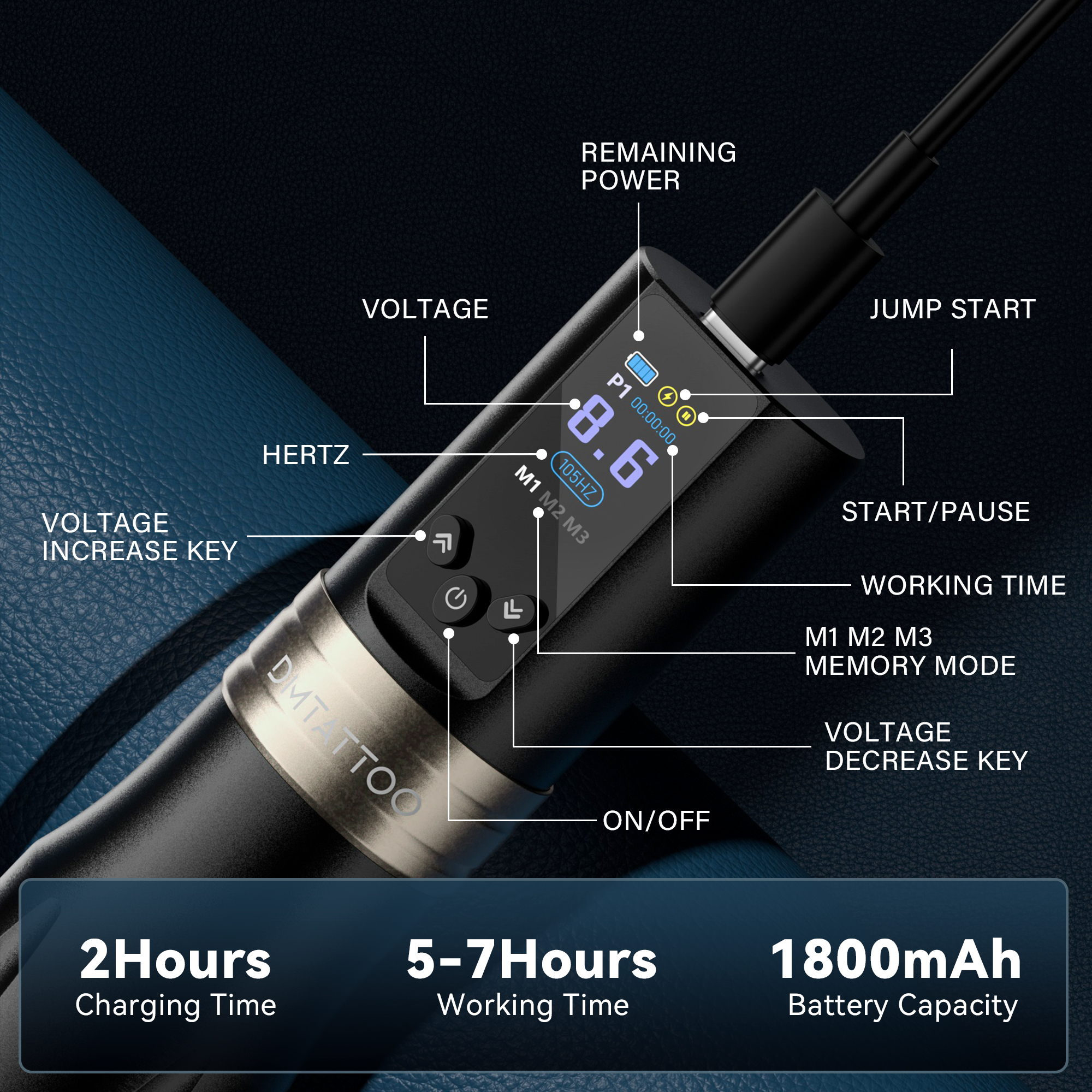 DM Cesar Wireless Tattoo Machine Pen
