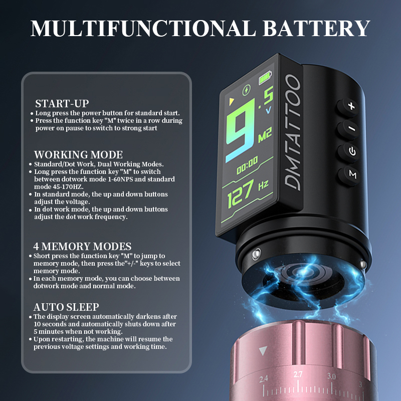 DM Venom Wireless Adjustable Stroke Tattoo Machine Pen