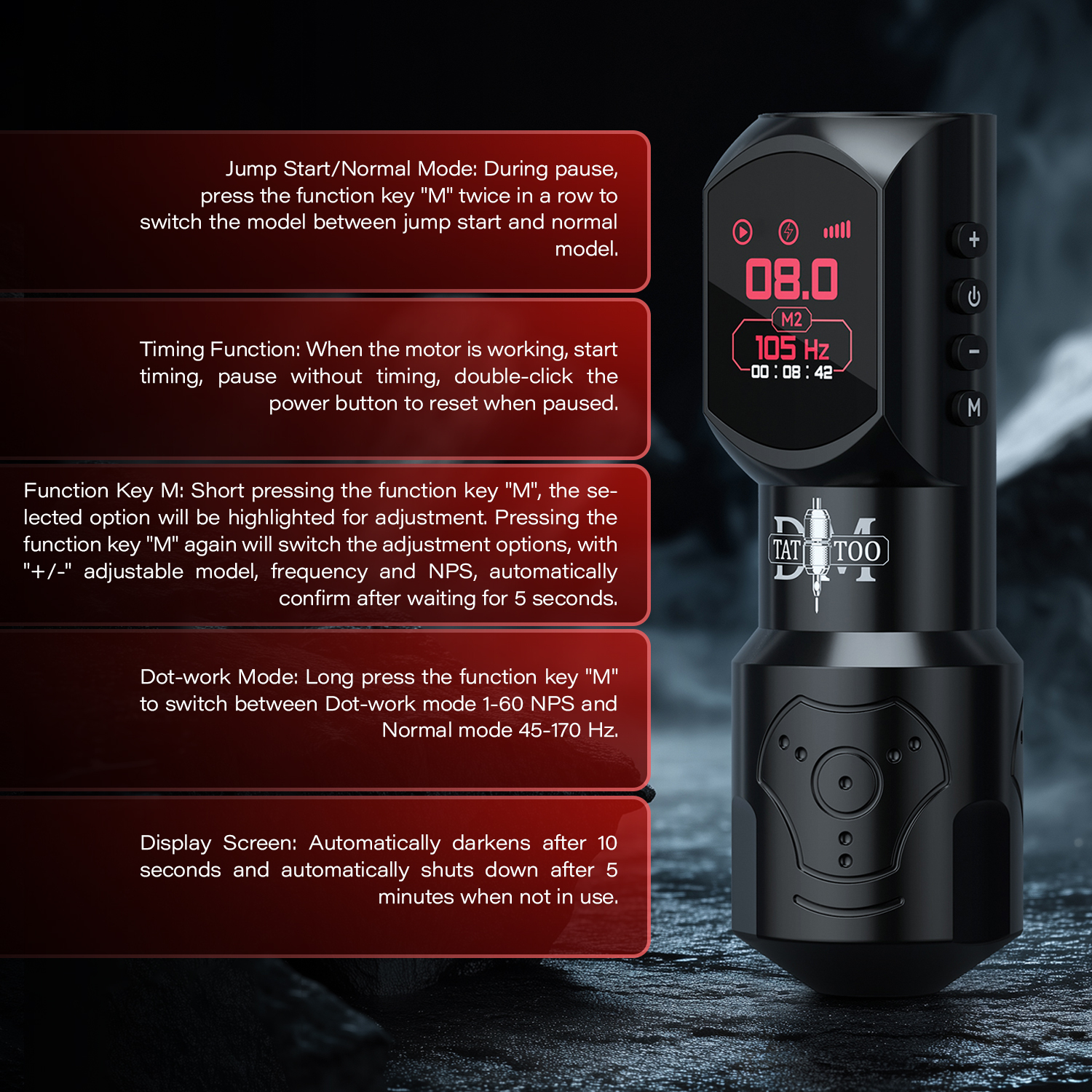 DM Reddragon Wireless Tattoo Machine Pen