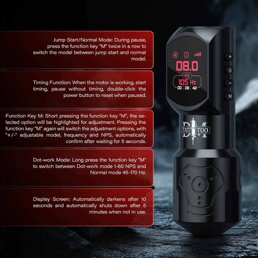 DM Reddragon Wireless Tattoo Machine Pen