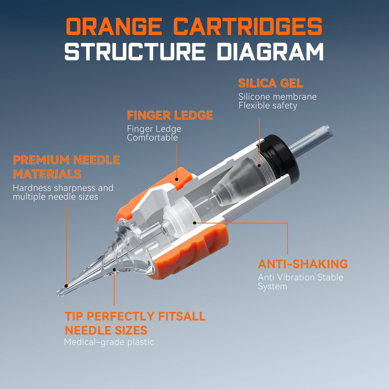 DM Premium Orange Tatttoo Cartridges Needles 20pcs