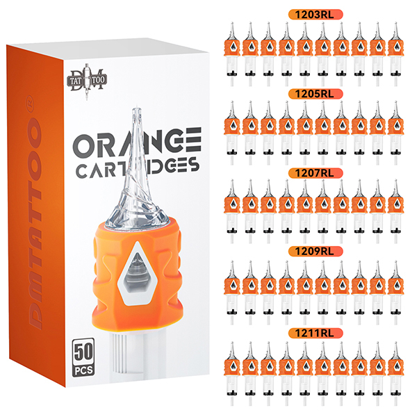 DM New Orange Tattoo Cartridges Custom Needles 50pcs