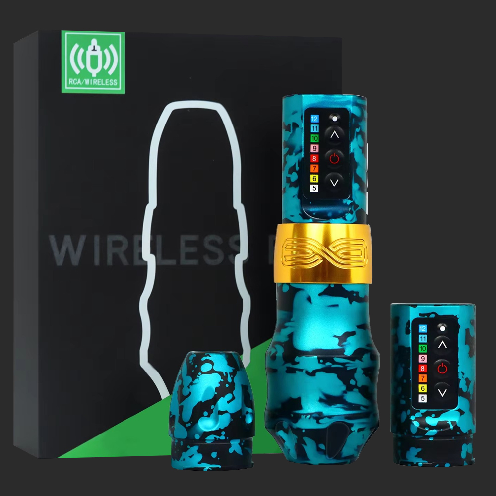 EXO Wireless Tattoo Machine Powerful Coreless Motor Chargeable Lithium Battery 2 Battery RotaryTattoo Pen Set
