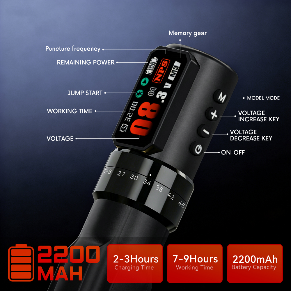 Wireless Adjustable Stroke Tattoo Machine