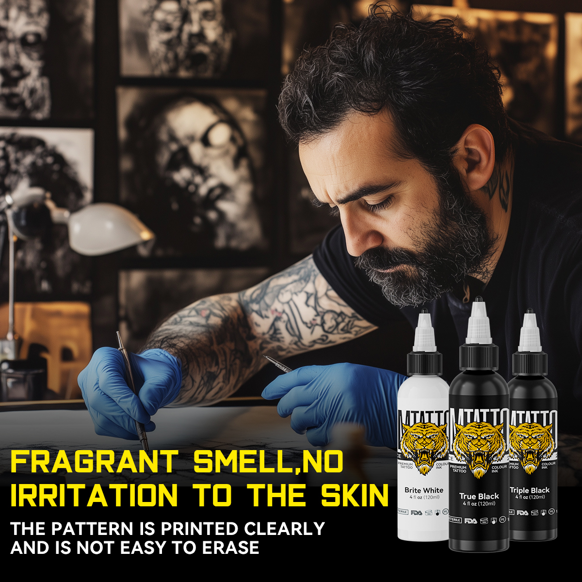 DM Premium Tattoo Black Ink Bottle 9.5oz/280ml