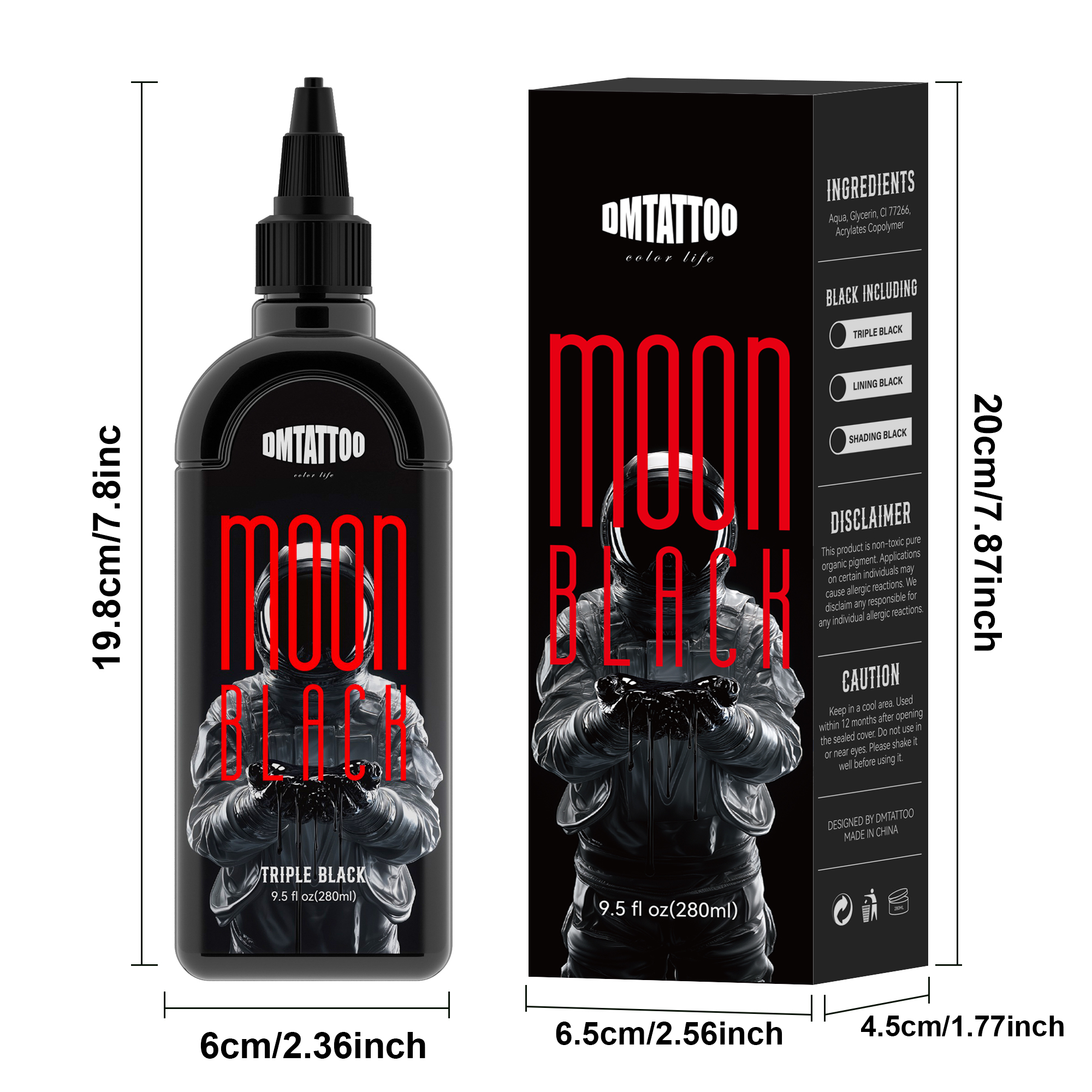 DM Black Tattoo Ink 280ML.