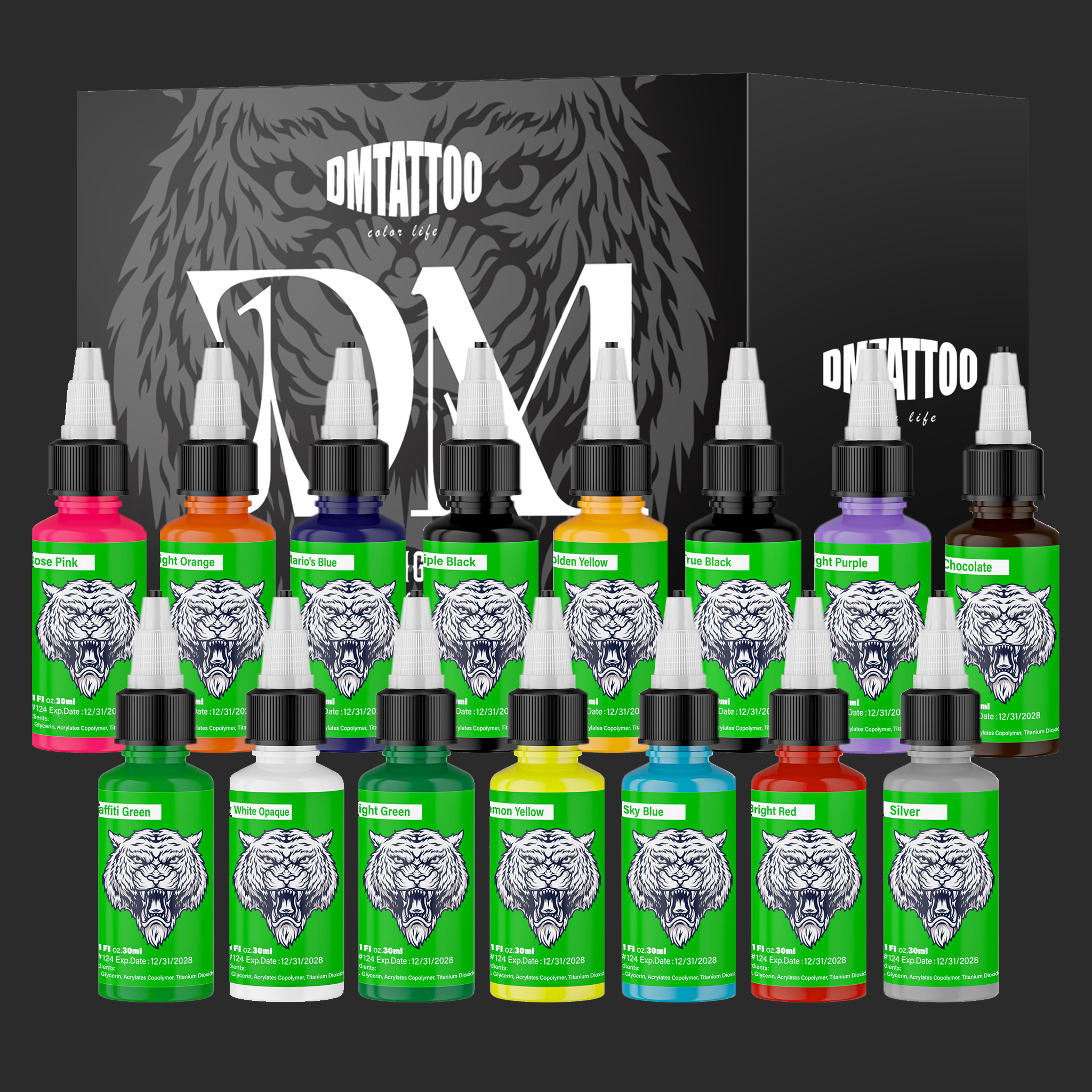 30ml/1oz 15pcs Tattoo Ink Set Pigments