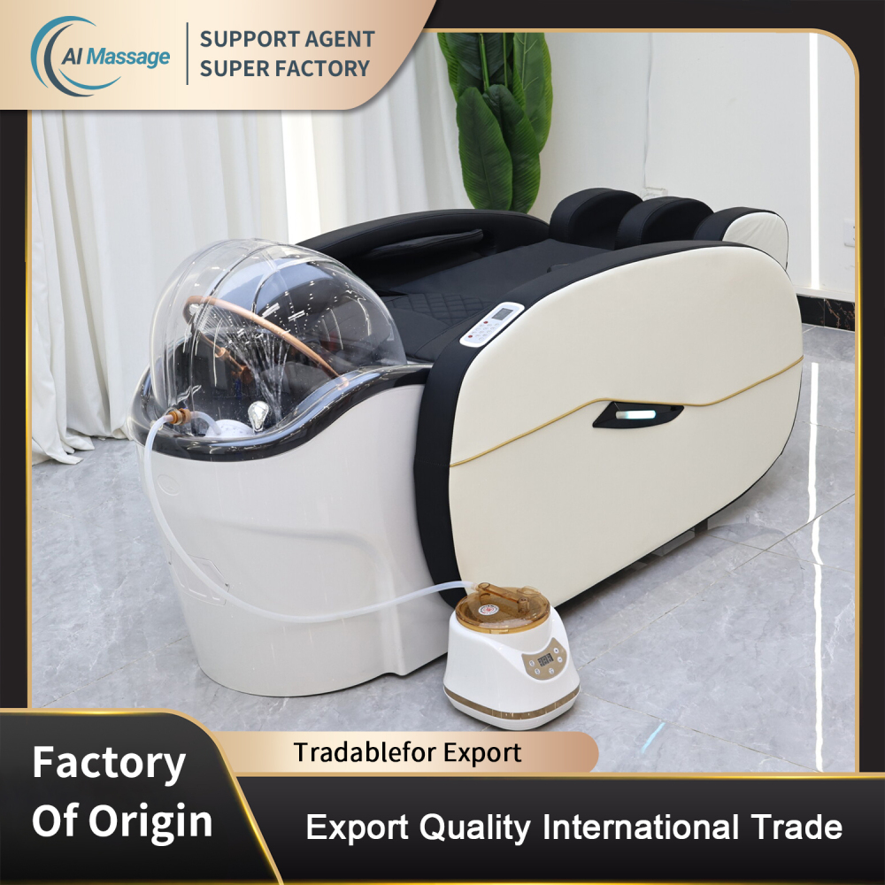 Fully automatic intelligent electric massage shampoo bed, salon-grade head therapy bed, steaming, constant temperature water circulation, available worldwide.