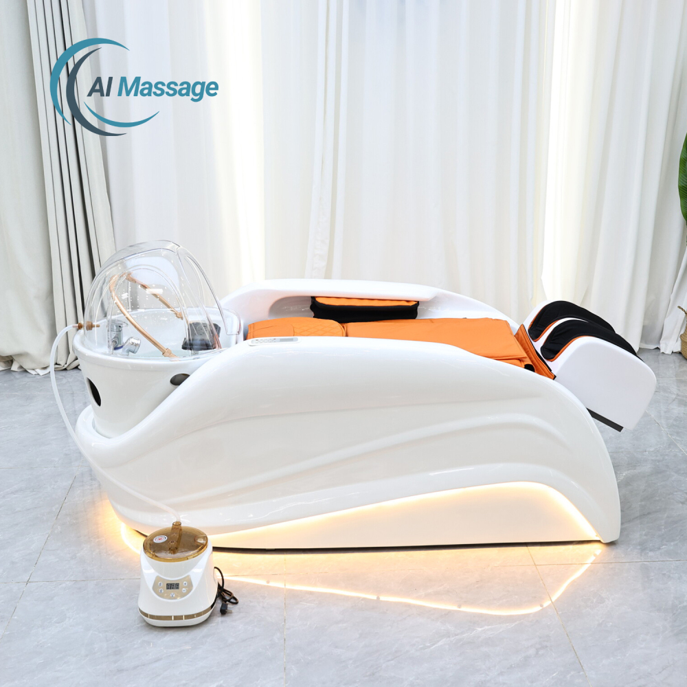 Fully automatic electric massage shampoo bed, salon-grade water rinsing bed, salon-grade steam water circulation massage bed.