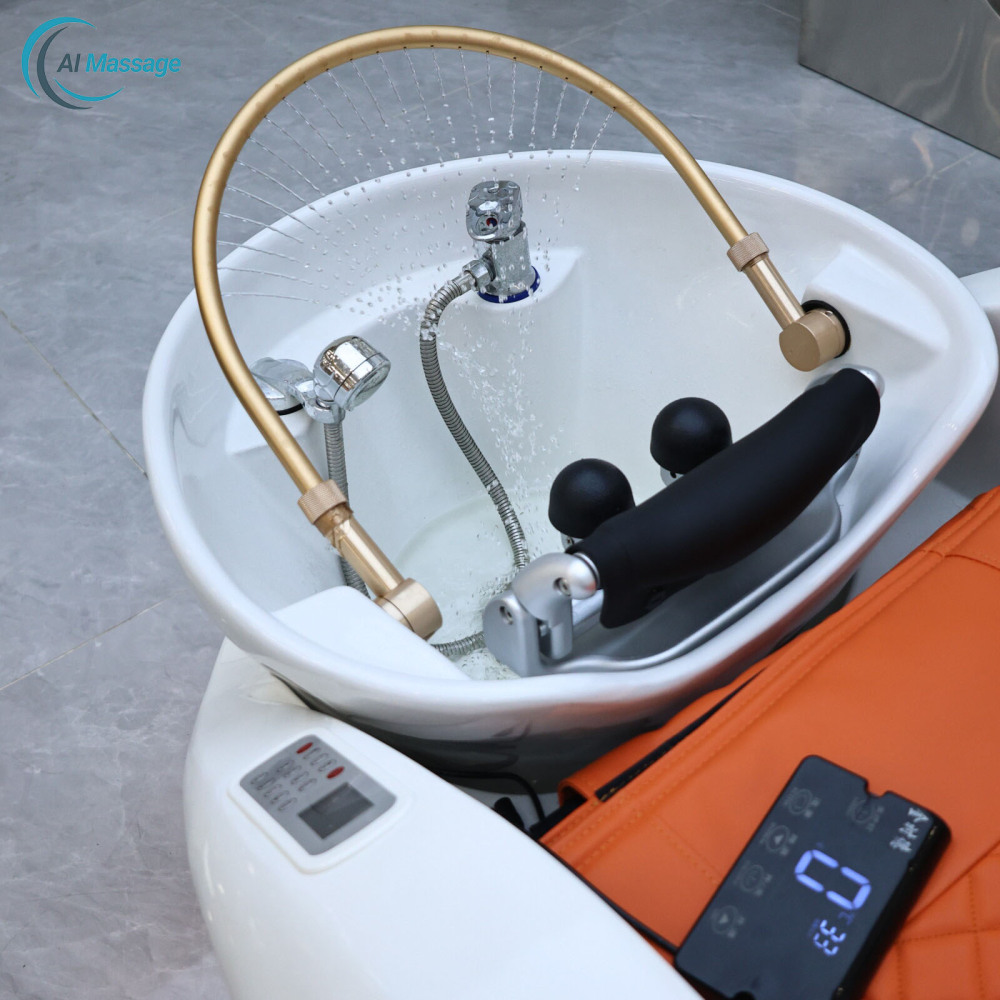 Stylish, high-quality electric massage shampoo bed, salon commercial furniture, head therapy bed, shampoo bed, multi-functional massage shampoo bed equipment