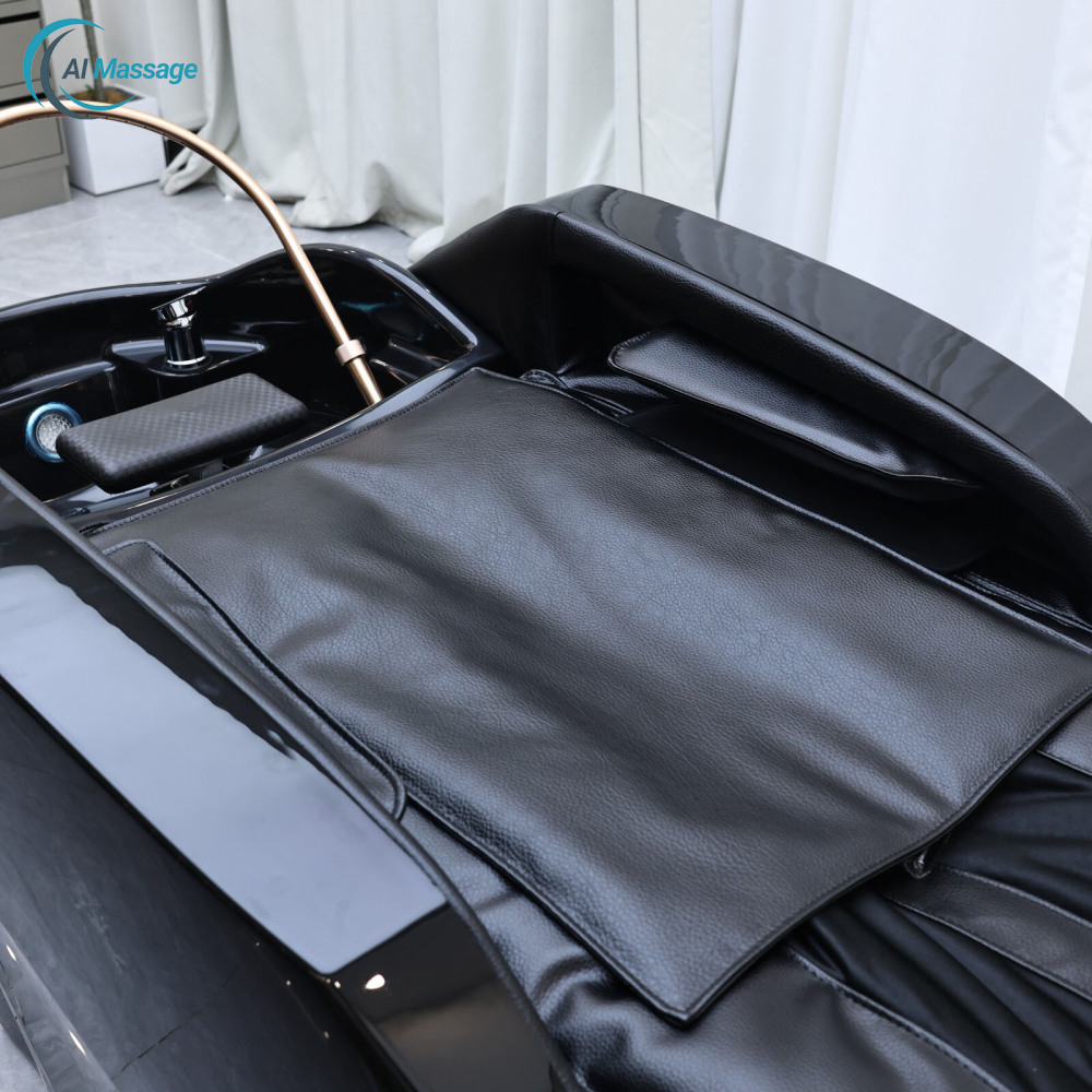 Thai-style shampoo bed with ceramic basin, constant temperature water circulation, steam head massage, export quality, supports worldwide shipping
