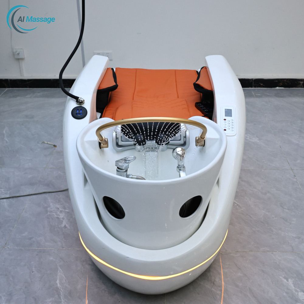 Stylish, high-quality electric massage shampoo bed, salon commercial furniture, head therapy bed, shampoo bed, multi-functional massage shampoo bed equipment