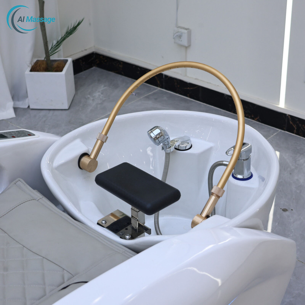Luxury salon furniture, electric massage shampoo bed with steam water circulation massage bed, head therapy bed, spa bed, commercial furniture and equipment.