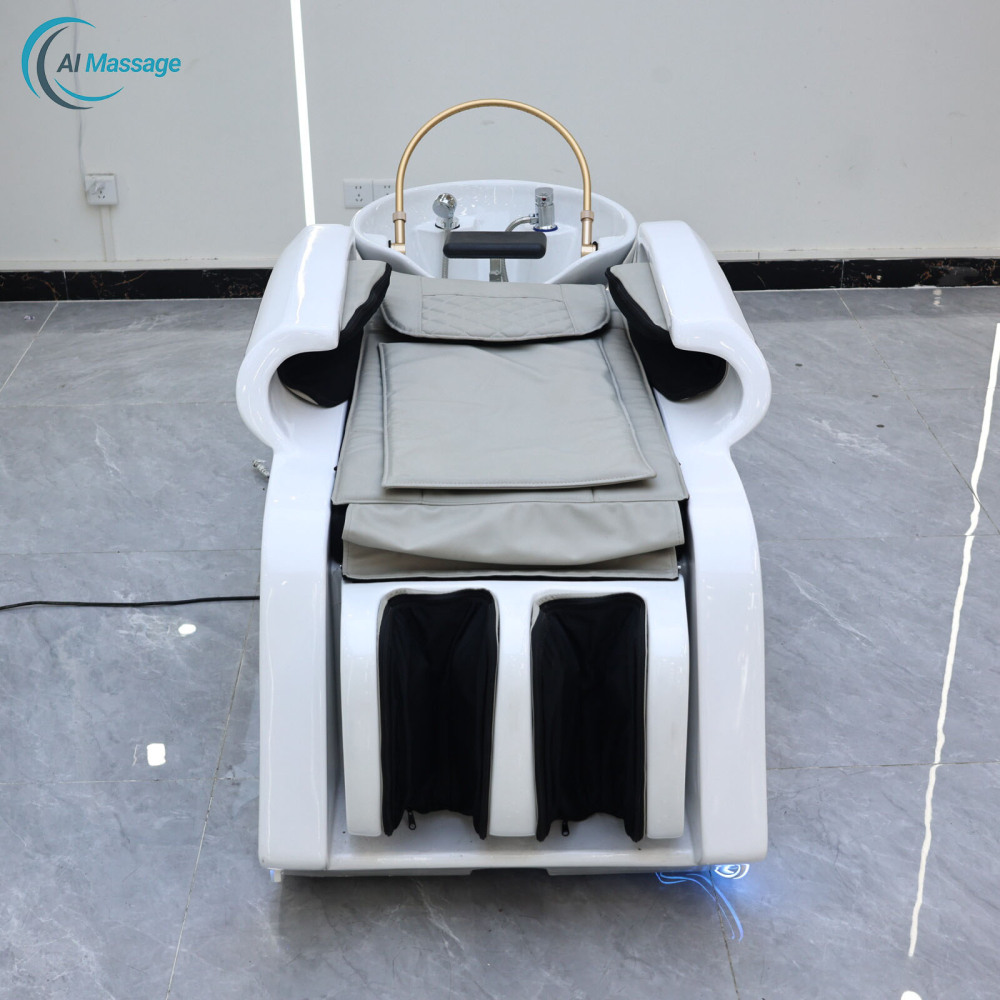 Luxury salon furniture, electric massage shampoo bed with steam water circulation massage bed, head therapy bed, spa bed, commercial furniture and equipment.