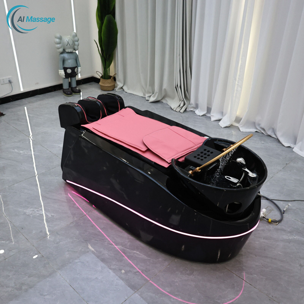 Luxury multi-functional electric massage bed, salon hair styling and shampoo bedside therapy equipment, salon commercial furniture