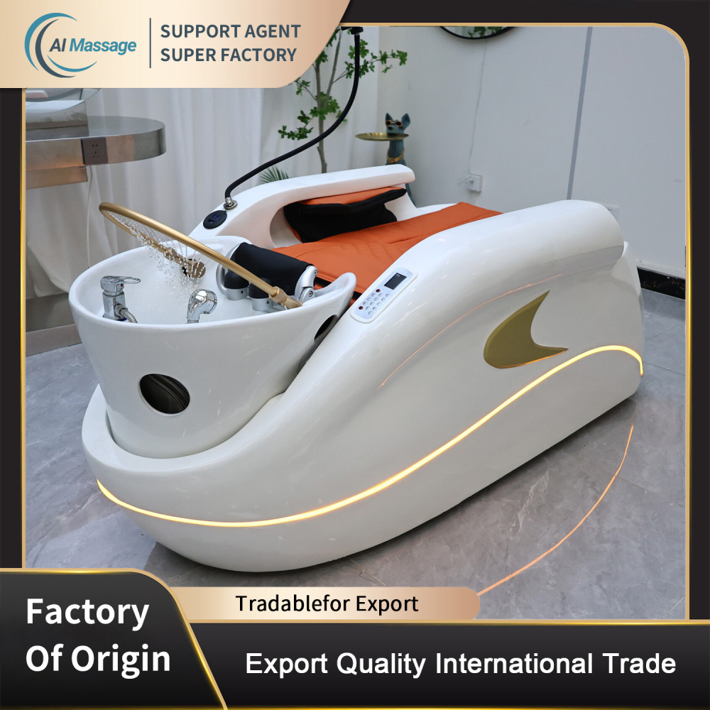 Stylish, high-quality electric massage shampoo bed, salon commercial furniture, head therapy bed, shampoo bed, multi-functional massage shampoo bed equipment