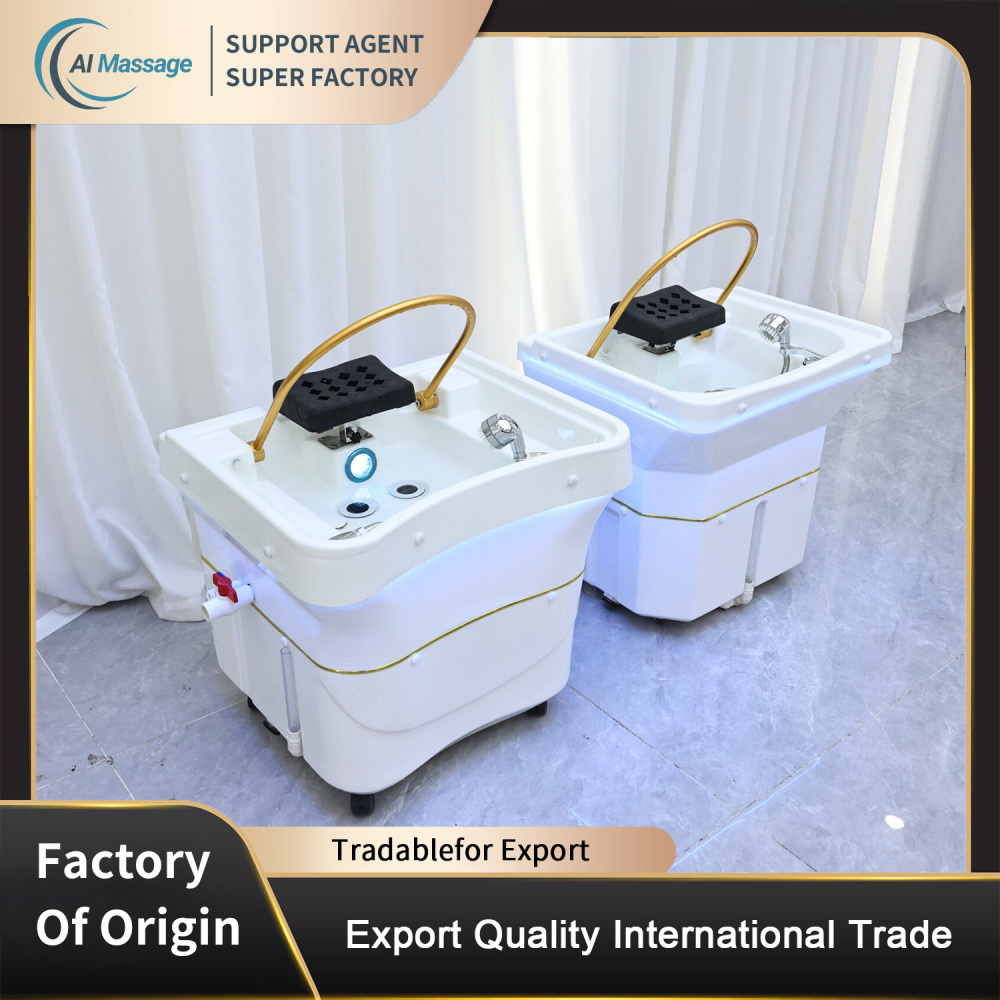 Portable portable shampoo basin/salon shampoo tub with water circulation and steam function; waterless shampoo tub; salon furniture manufacturer.