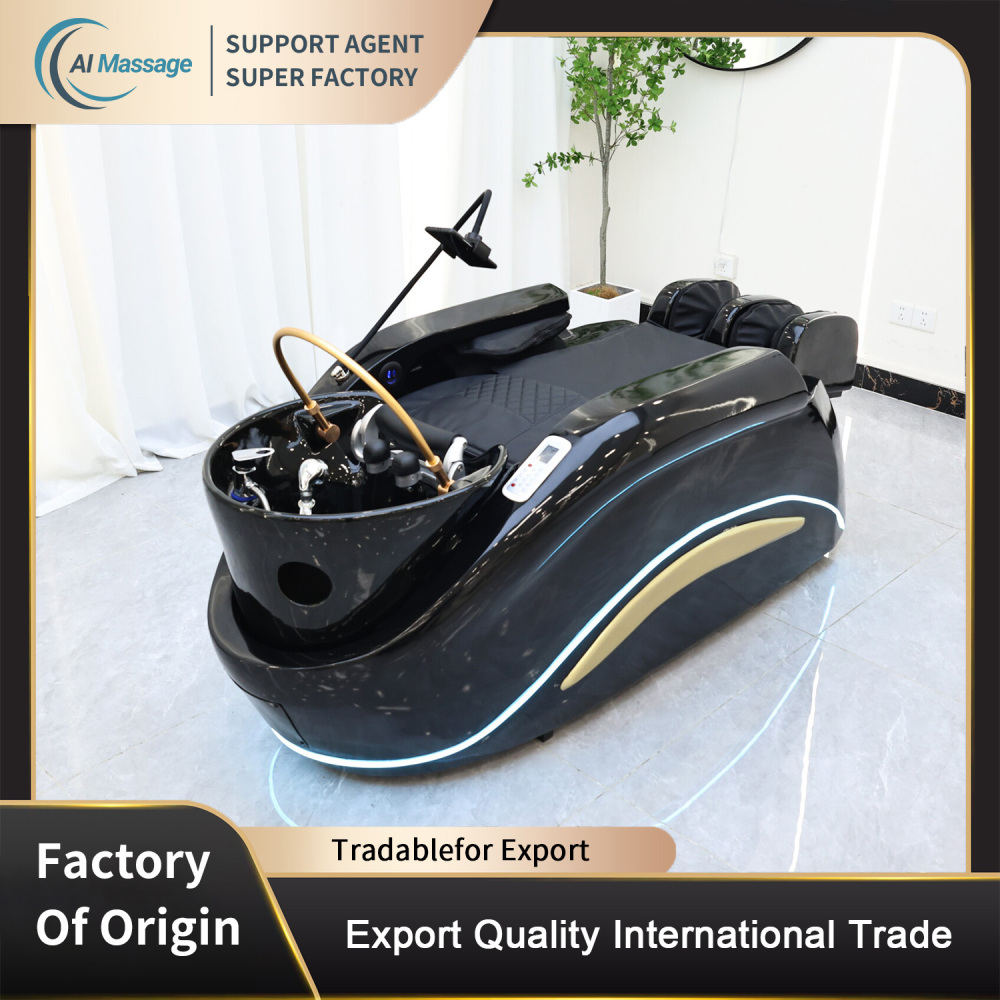 Luxury multi-functional electric massage shampoo bed with steam water circulation; beauty and hair treatment bed; beauty and hair shampoo massage bed equipment
