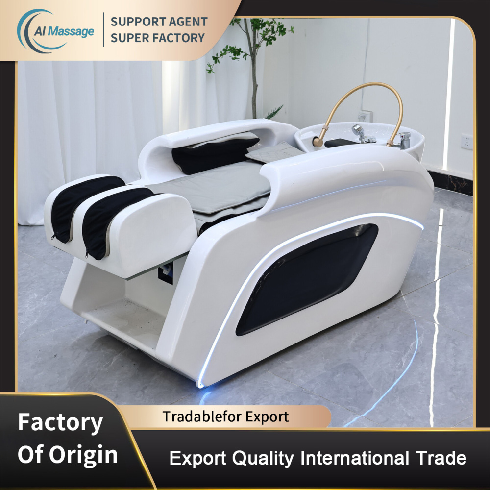 Luxury salon furniture, electric massage shampoo bed with steam water circulation massage bed, head therapy bed, spa bed, commercial furniture and equipment.