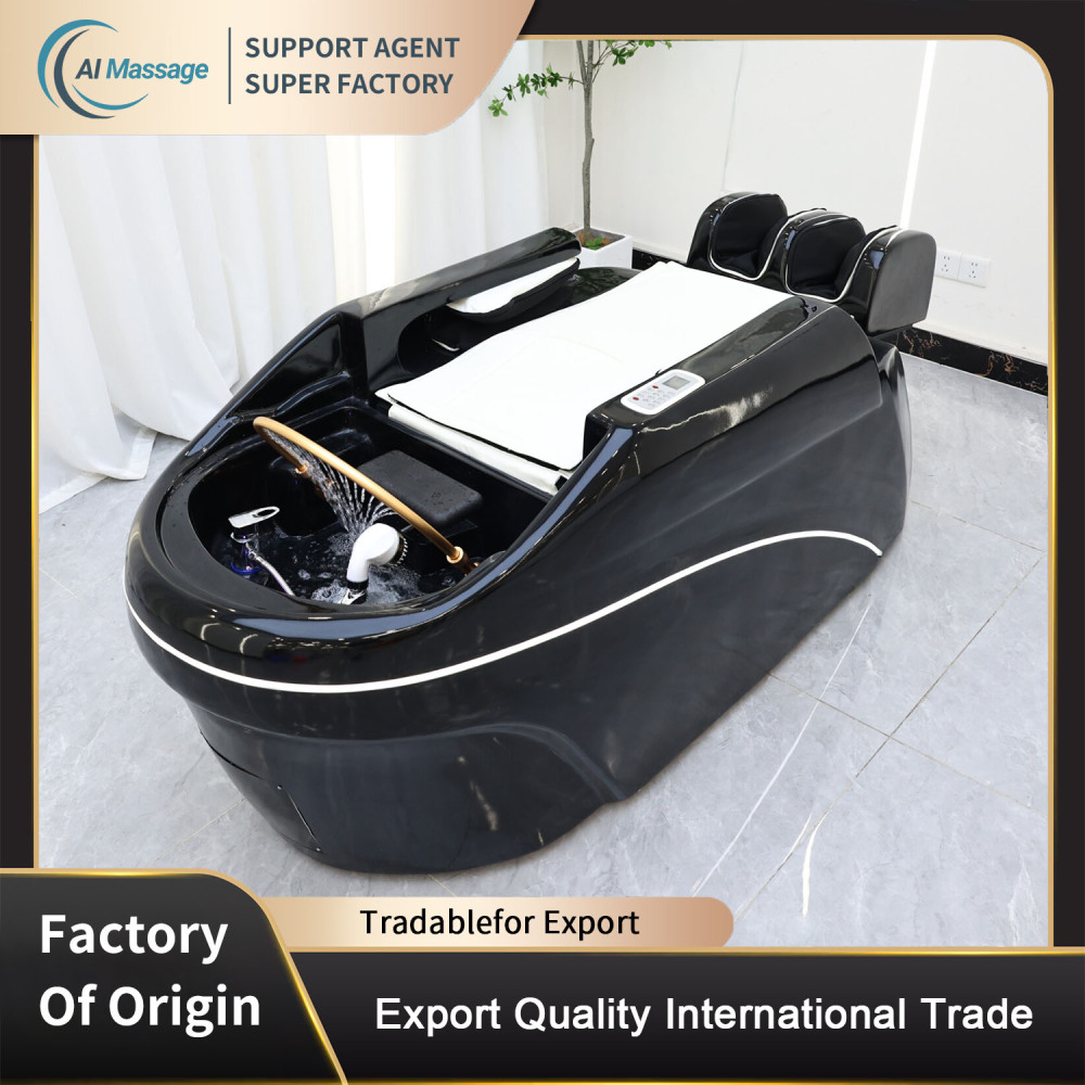 Commercial salon furniture, electric intelligent multi-functional shampoo bed, stylish design, massage center equipment, head therapy spa equipment, beauty center care equipment.