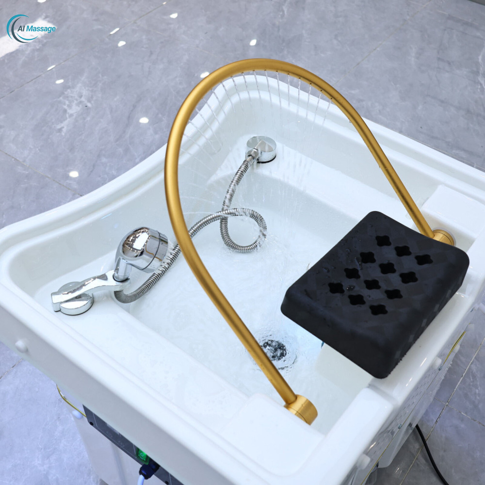 Portable portable shampoo basin/salon shampoo tub with water circulation and steam function; waterless shampoo tub; salon furniture manufacturer.