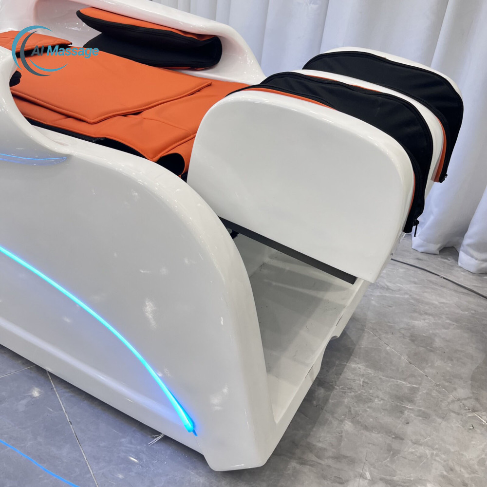 Multifunctional luxury intelligent electric massage bed with steam water circulation function, salon furniture and equipment, hair salon SPA head care and shampooing equipment.