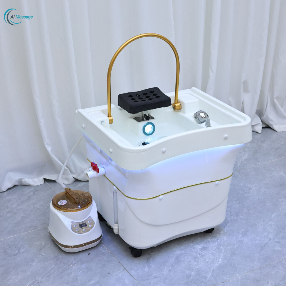 Portable portable shampoo basin/salon shampoo tub with water circulation and steam function; waterless shampoo tub; salon furniture manufacturer.