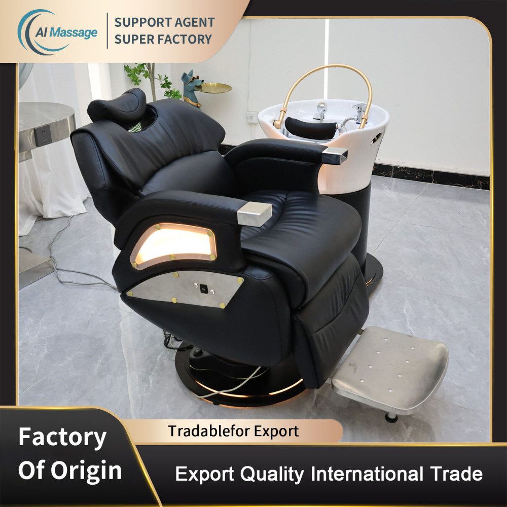Multifunctional shampoo chair salon furniture adjustable with fumigation water circulation shampoo bed spa head therapy washing and care equipment