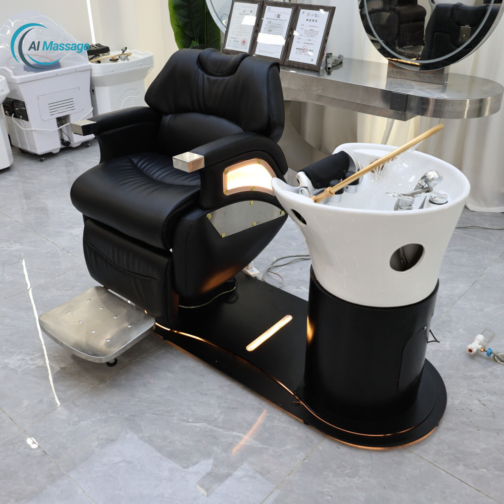 Multifunctional shampoo chair salon furniture adjustable with fumigation water circulation shampoo bed spa head therapy washing and care equipment