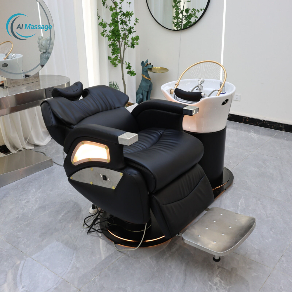 Multifunctional shampoo chair salon furniture adjustable with fumigation water circulation shampoo bed spa head therapy washing and care equipment