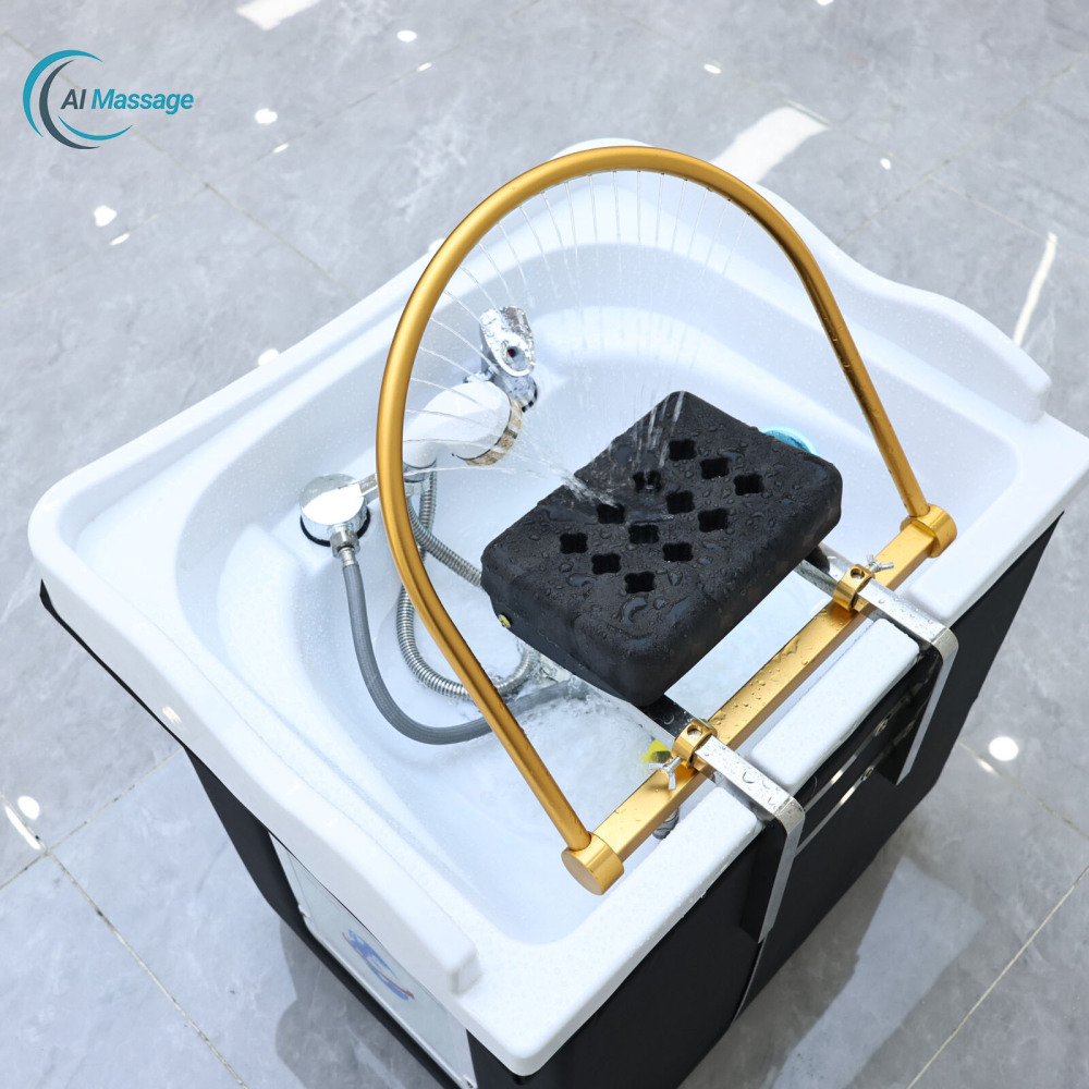 Salon furniture shampoo basin with water circulation and steam function, salon hair care equipment, portable shampoo basin, head care basin