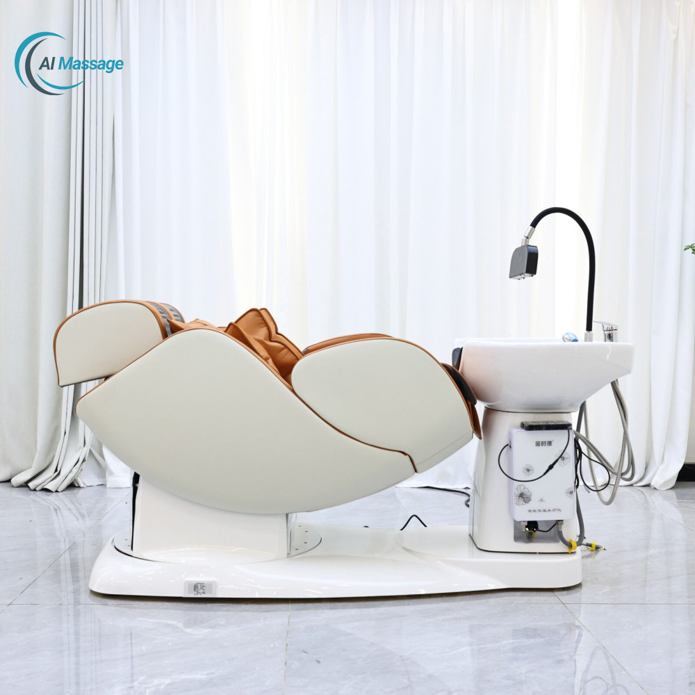 High-end modern design intelligent massage shampoo chair, salon and commercial furniture, massage and foot bath center shampoo chair, beauty salon spa chair, massage chair equipment.