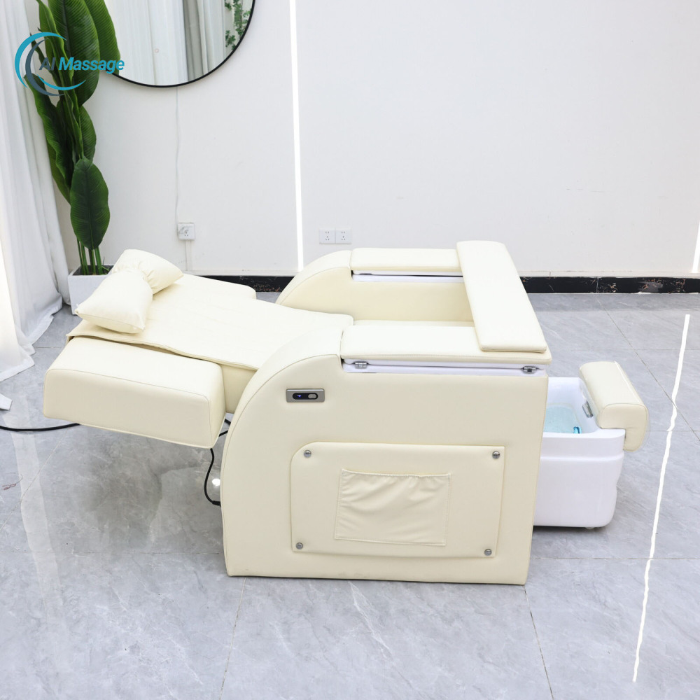 Salon hairdressing commercial furniture multi-functional foot bath sofa with adjustable backrest and customizable color head therapy spa equipment.