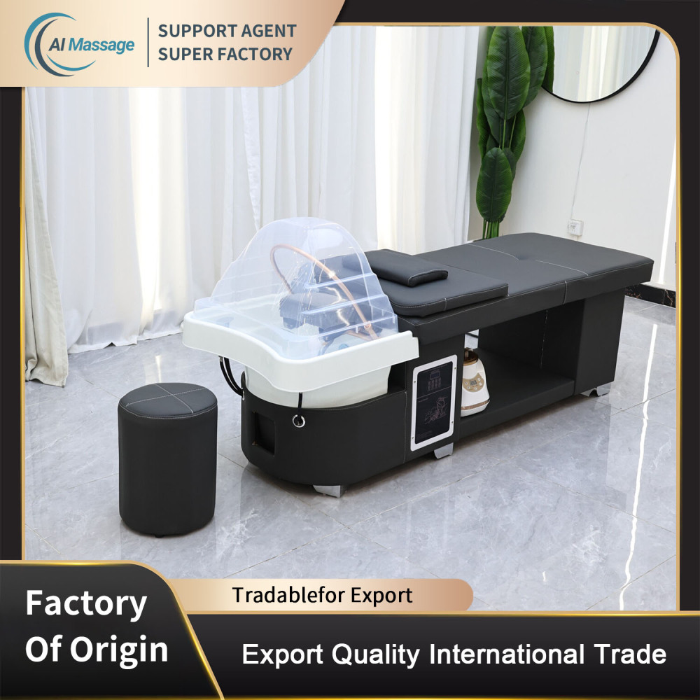 Thai-style shampoo bed salon furniture head massage bed with steam water circulation system, stylish and practical massage bed, spa salon furniture wholesale salon manufacturer.