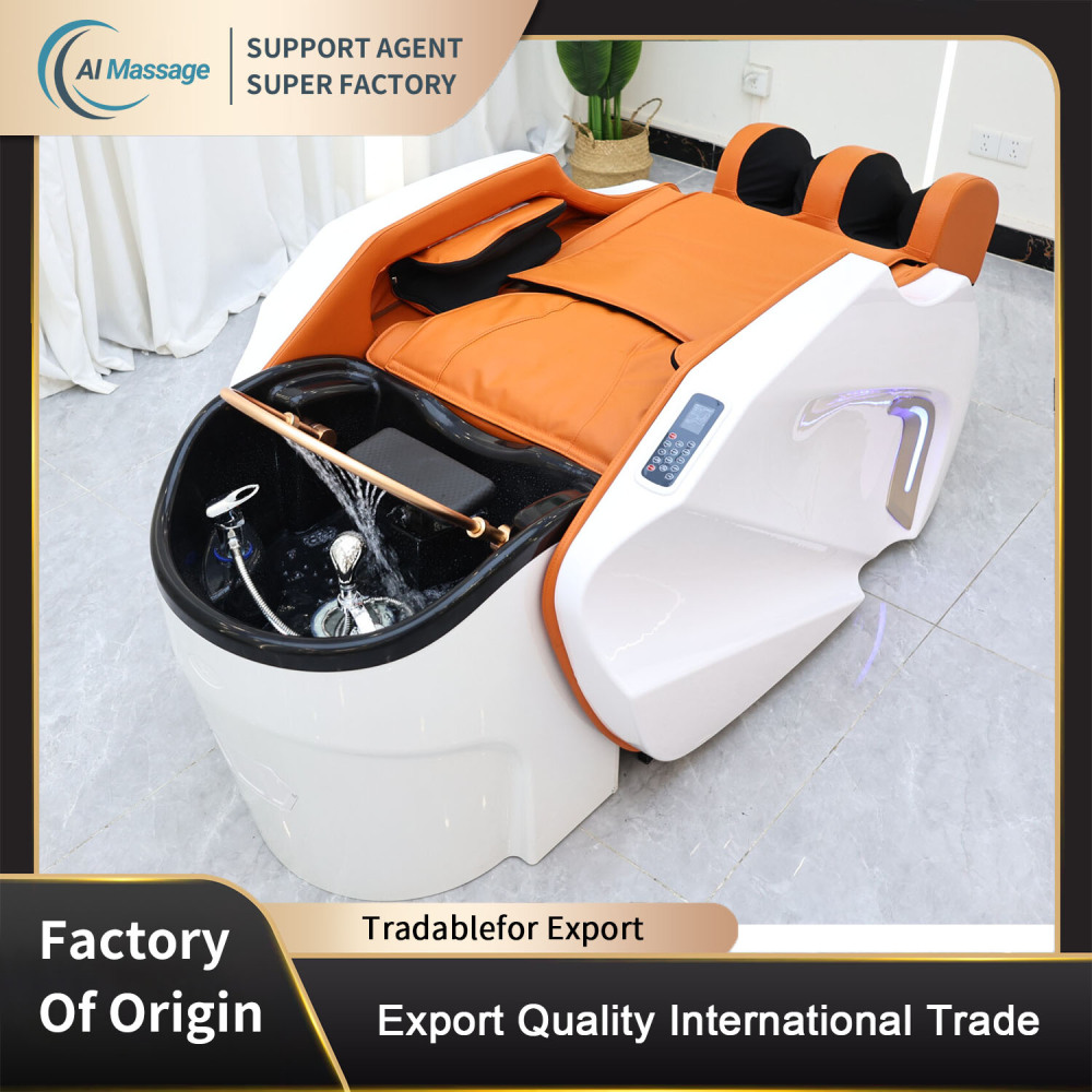 Fully automatic intelligent electric massage shampoo bed with water circulation head therapy shampooing and rinsing function.